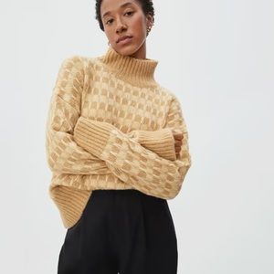 Everlane checkered mock neck sweater